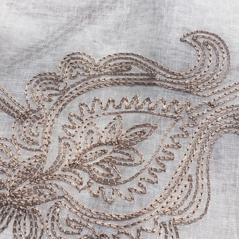 NEW embroidered sheer panel Ivory bronze